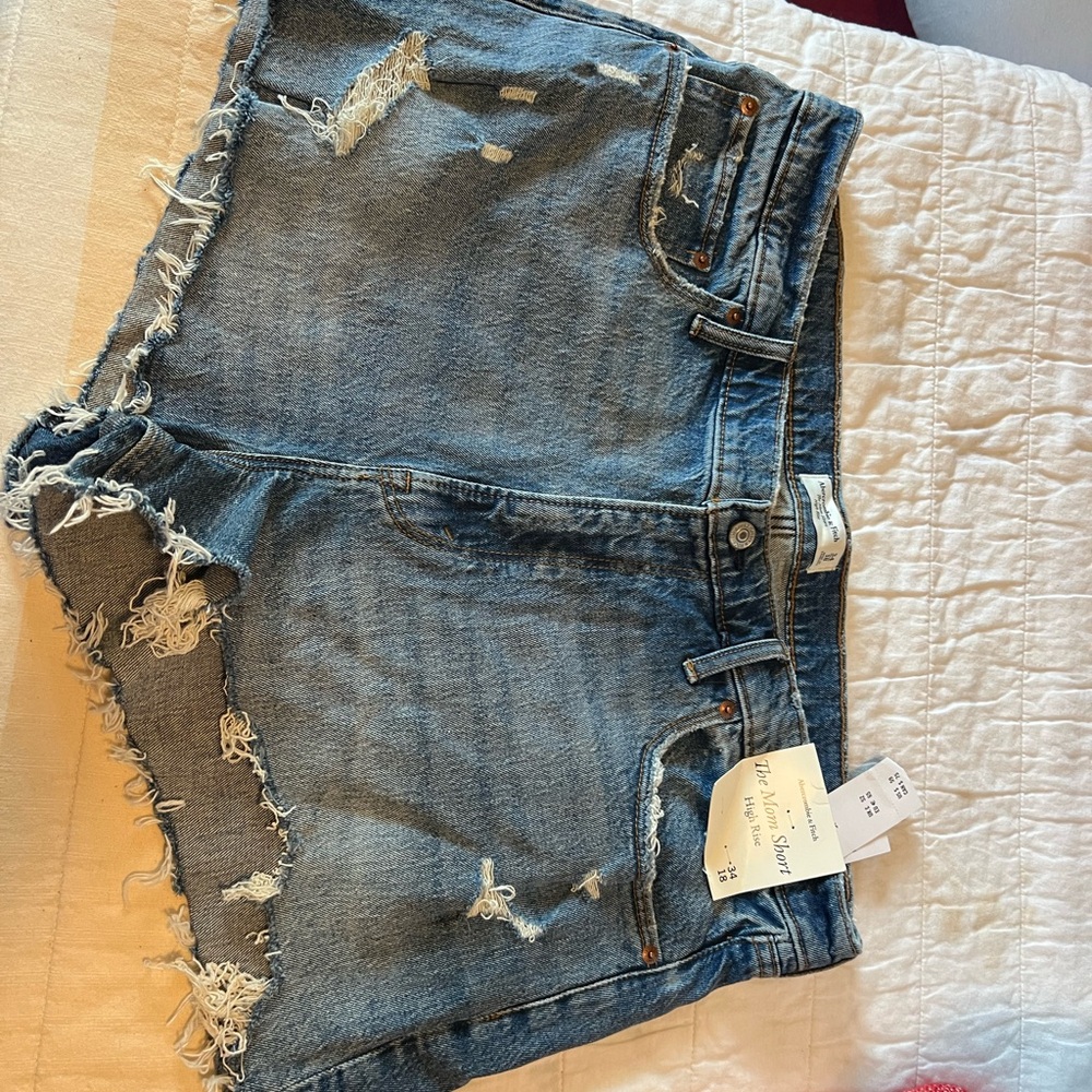 Abercrombie & Fitch Blue Jean Shorts Distressed Frayed Hem